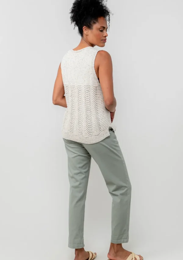 Aelia Oatmeal Pointelle Knit Tank