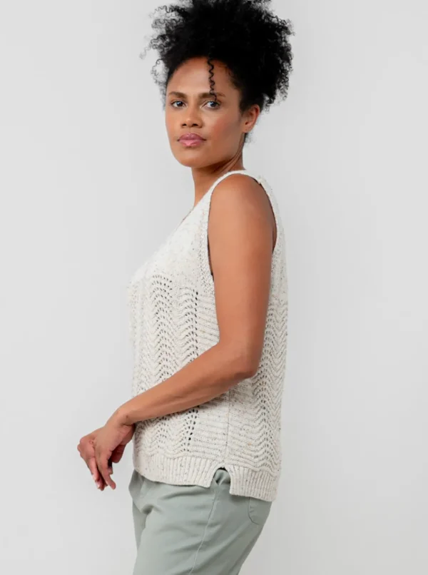 Aelia Oatmeal Pointelle Knit Tank