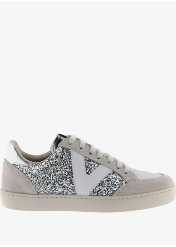 Berlin Glitter Trainers in Silver and White