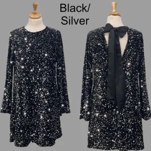Bow Back Sequin Dress