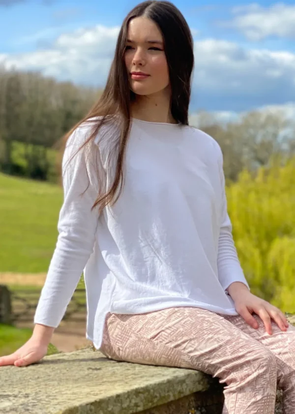 Cashmere Mix Round Neck Knit in Neutrals