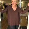 Cashmere Mix V Neck Knit in Browns