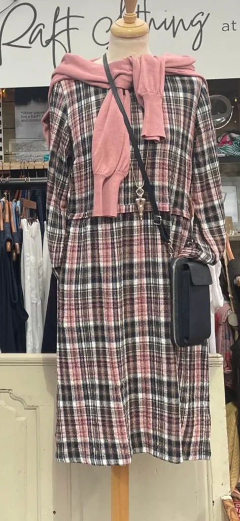 Farewell Check Dress in Mulberry