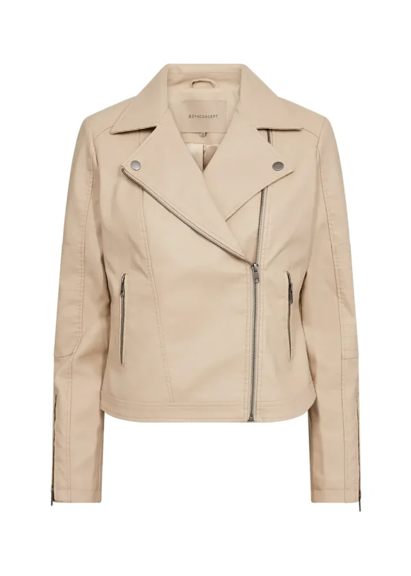 Gunilla 7 Faux Leather Jacket in Sand