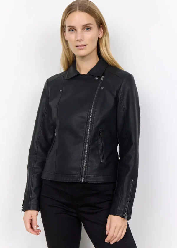Gunilla 7 Faux Leather Jacket in Black