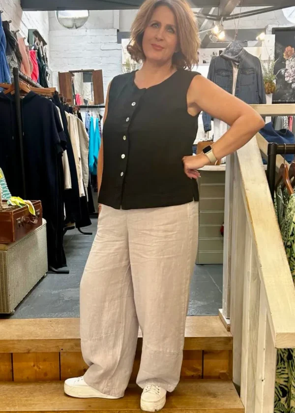 Linen Lantern Pants in Aluminium
