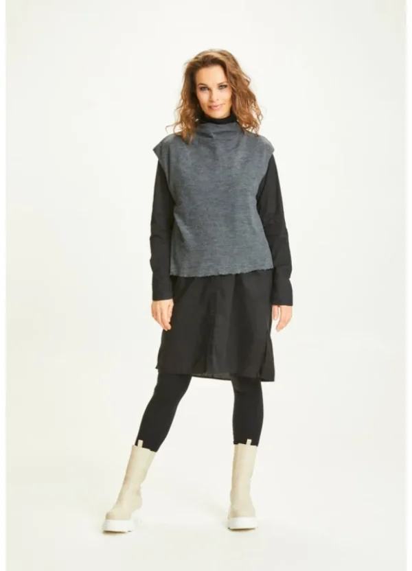 Merino Wool Box Vest with Draped Neck