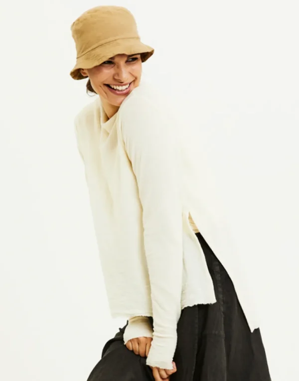 Merino Wool High Neck Top in Grasshopper Green and Earth Brown