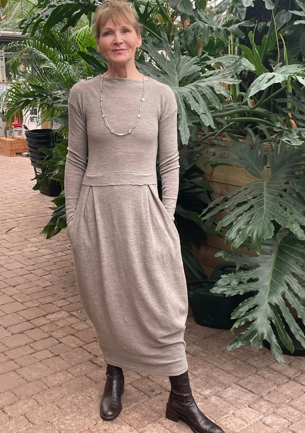 merino_wool_long_blusbar__0.webp Merino Wool Long Blusbar Dress with Pleats & High Neck in Elephant Mel