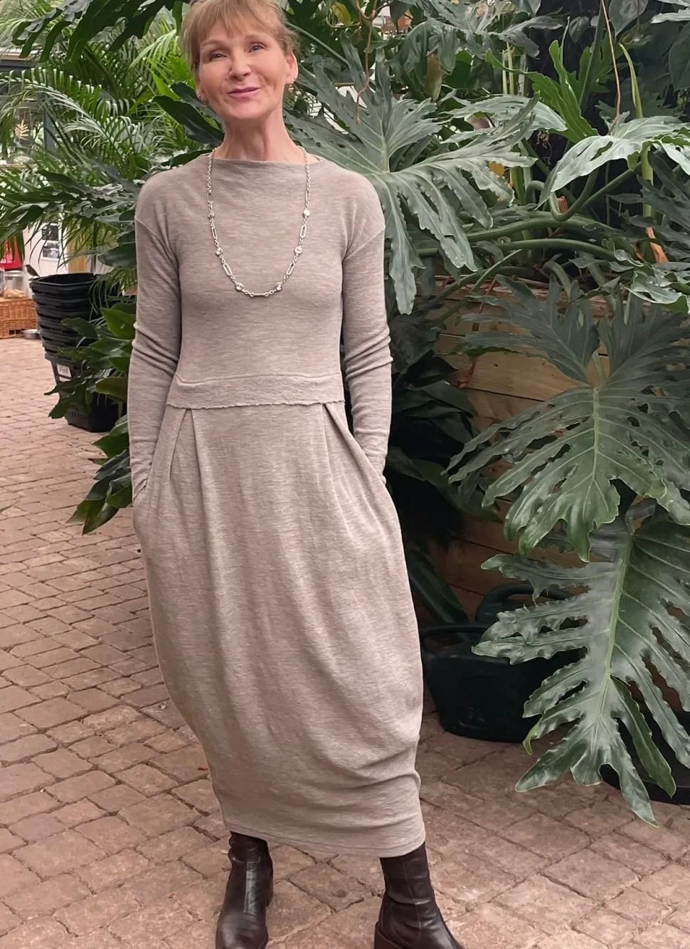 merino_wool_long_blusbar__1.webp Merino Wool Long Blusbar Dress with Pleats & High Neck in Elephant Mel