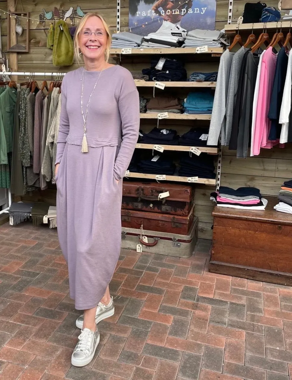 merino_wool_long_blusbar__4.webp Merino Wool Long Blusbar Dress with Pleats & High Neck in Elephant Mel