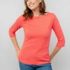 Monica Organic Cotton 3/4 Sleeve Top in Cerise