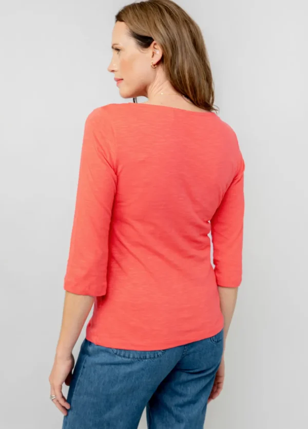 Monica Organic Cotton 3/4 Sleeve Top in Cerise