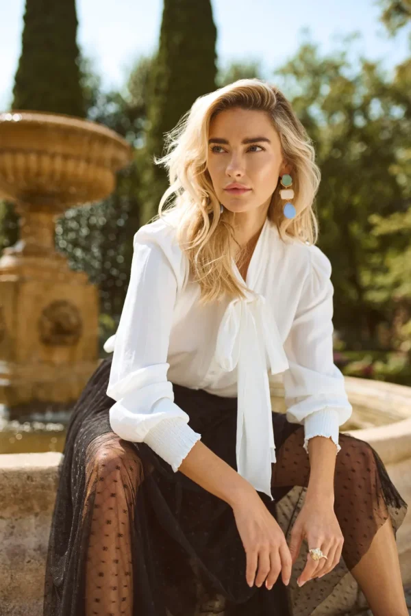 Nola Bow Shirt in Off White