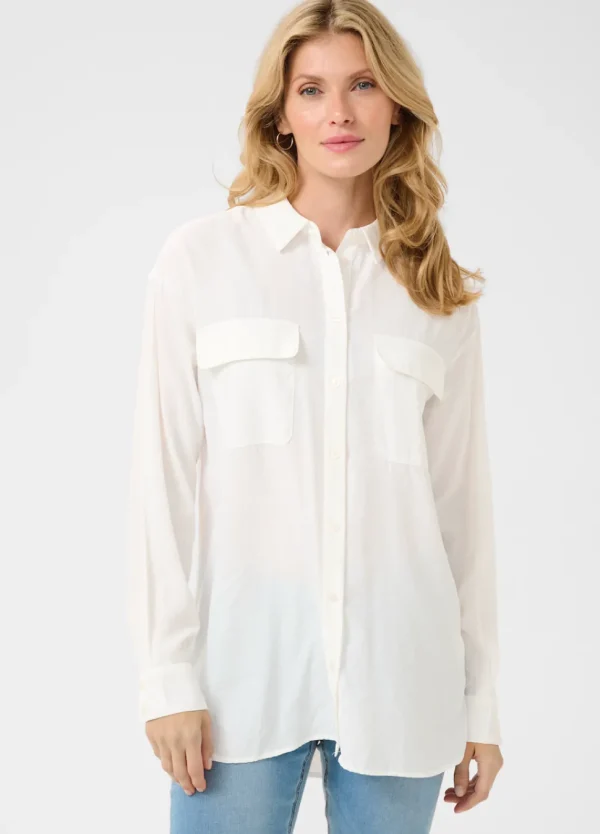 Nola Breast Pocket Shirt in Snow White