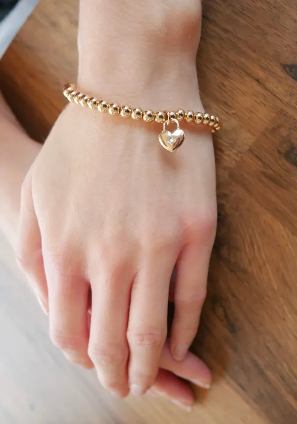 Padlock Heart Elasticated Plated Bracelet