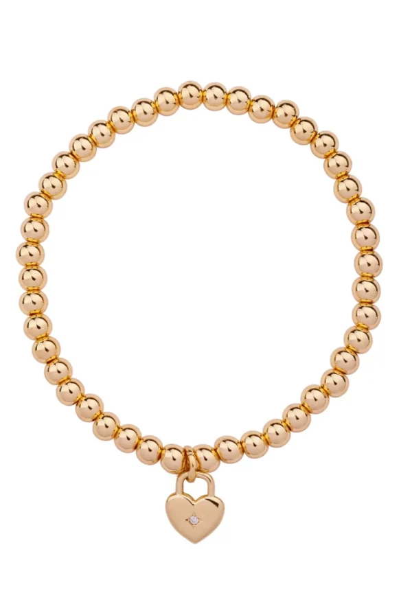 Padlock Heart Elasticated Plated Bracelet