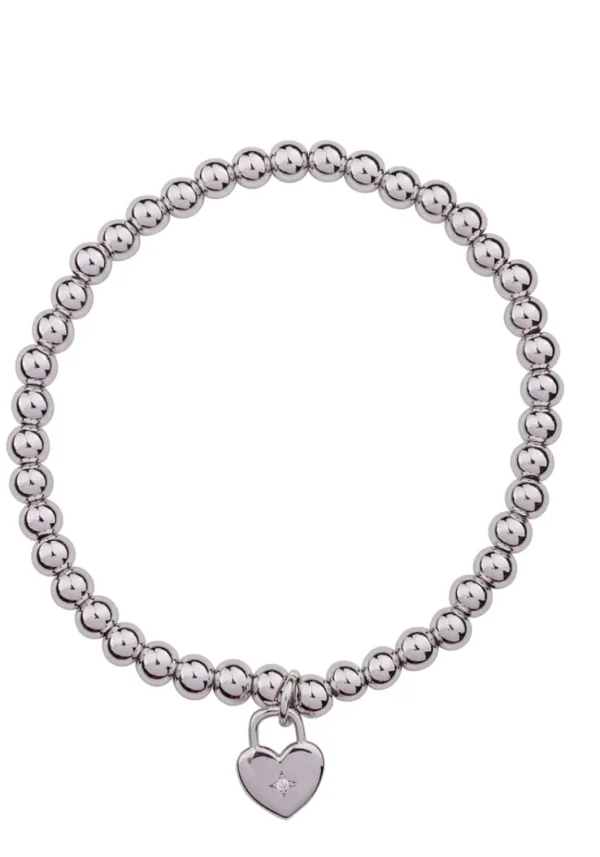 Padlock Heart Elasticated Plated Bracelet