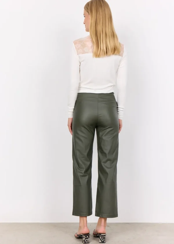 Pam 10 Faux Leather Wide Leg Pants in Black