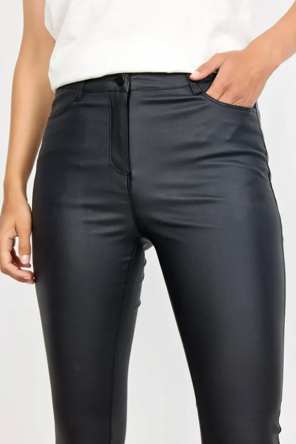 Pam 3 Leather Look Pants in Black