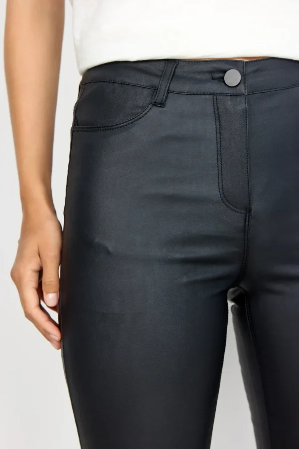 Pam 3 Leather Look Pants in Black