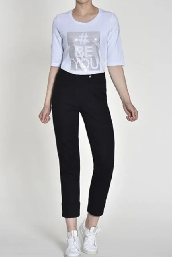 Robell Denim Bella 3/4 Length Jeans in Black 90