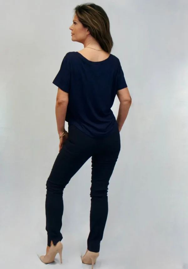 Rose Slim Full Length Trousers in Navy