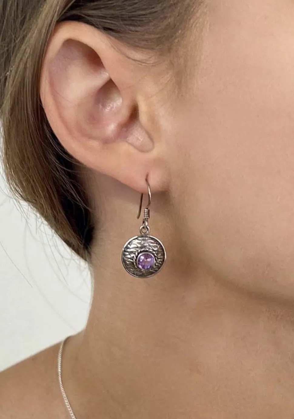 solid_silver_amethyst_bas_0.webp Solid Silver Amethyst Basket Weave Disc Drop Earrings