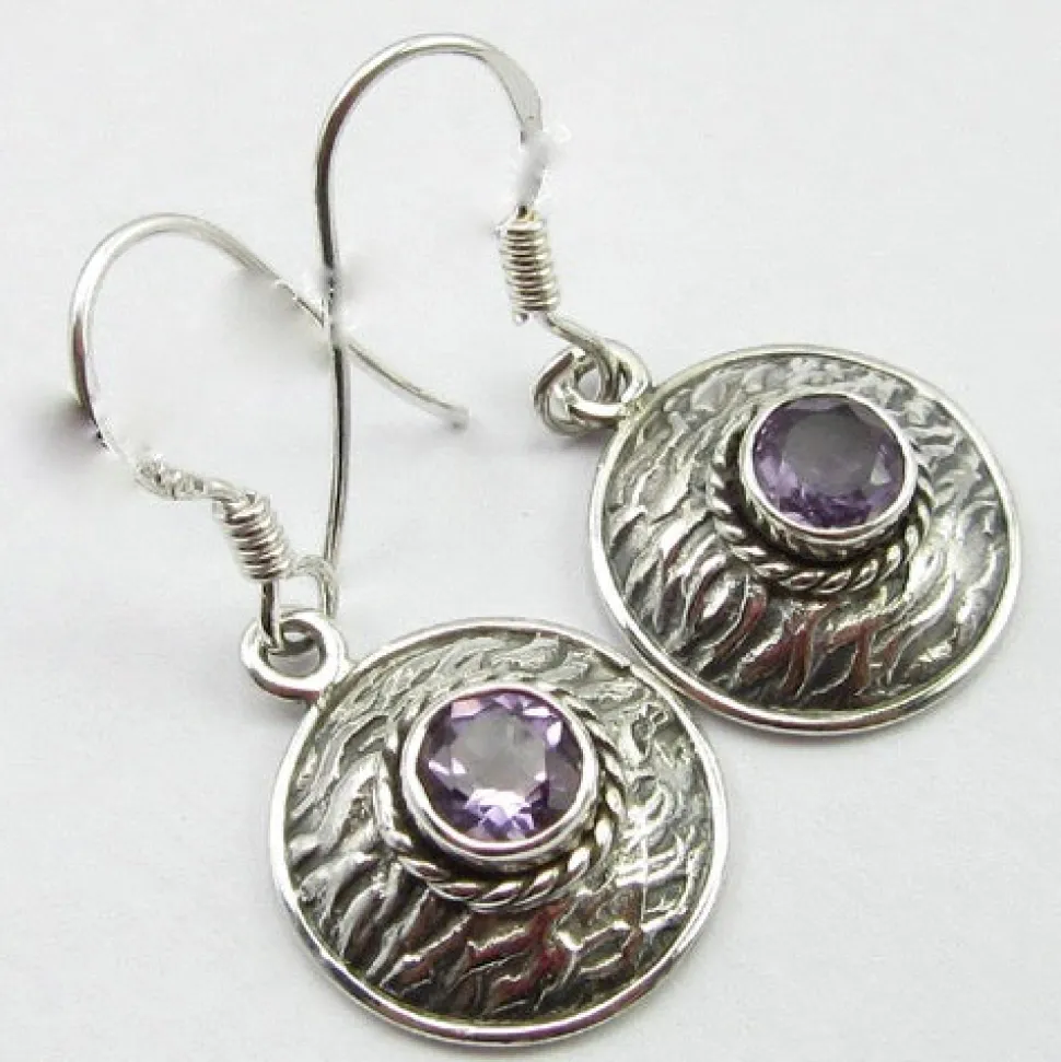 solid_silver_amethyst_bas_4.webp Solid Silver Amethyst Basket Weave Disc Drop Earrings