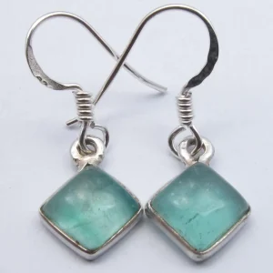 Solid Silver Apatite Diamond Shaped Drop Earrings