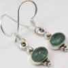 Solid Silver Apatite Oval Cabachon Drop Earrings