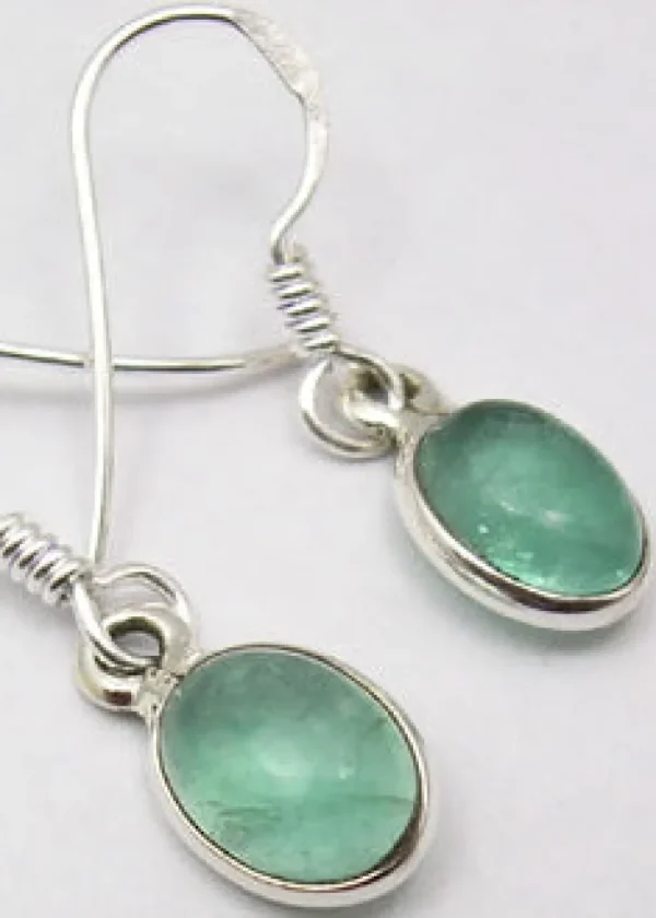Solid Silver Apatite Oval Drop Earrings