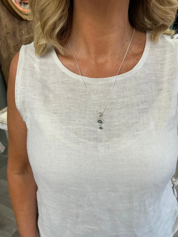Solid Silver Apatite Scroll Pendant