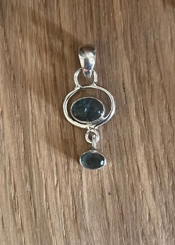 Solid Silver Apatite Scroll Pendant