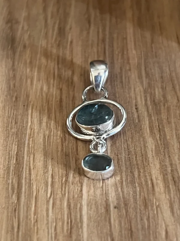 Solid Silver Apatite Scroll Pendant