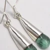 Solid Silver Cabochon Apatite Cone Drop Earrings