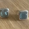 Solid Silver Cabochon Apatite Stud Earrings