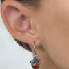 Solid Silver Carnelian Ornate Scroll Drop Earrings