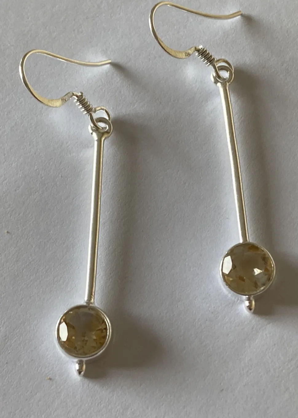 solid_silver_citrine_long_2.webp Solid Silver Citrine Long Drop Faceted Earrings