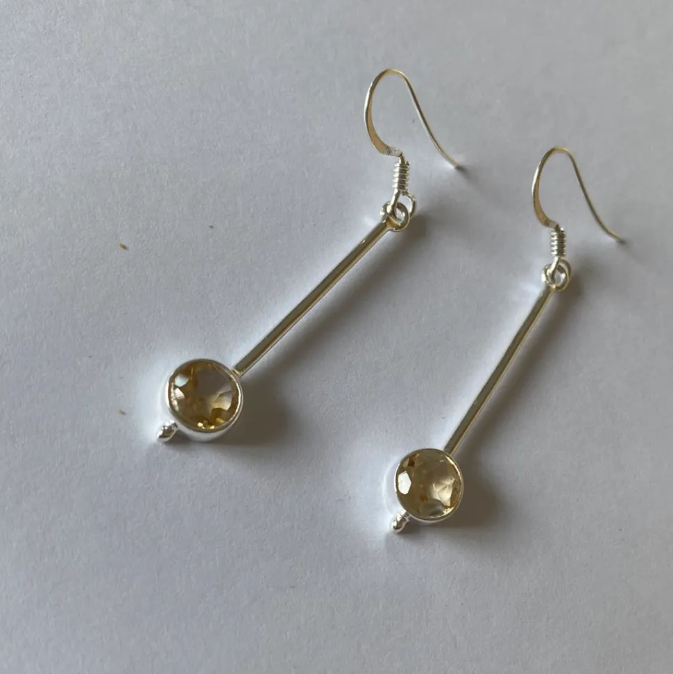 solid_silver_citrine_long_3.webp Solid Silver Citrine Long Drop Faceted Earrings