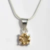 Solid Silver Citrine Pendant & Chain