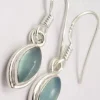 Solid Silver Double Frames Tear Drop Chalcedony Earrings