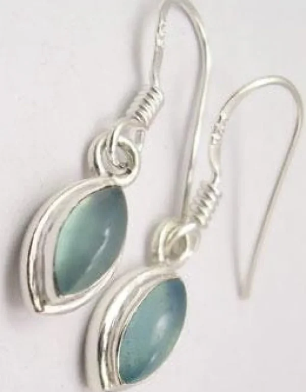 Solid Silver Double Frames Tear Drop Chalcedony Earrings