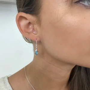 Solid Silver Double Frames Tear Drop Chalcedony Earrings