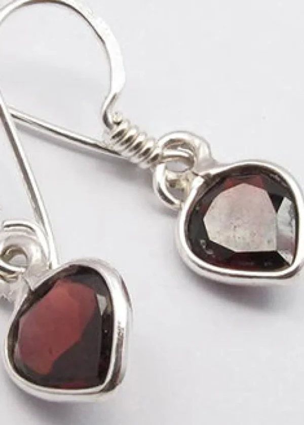 Solid Silver Garnet Mini Tear Drop Earrings
