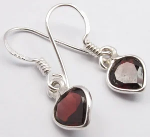 Solid Silver Garnet Mini Tear Drop Earrings