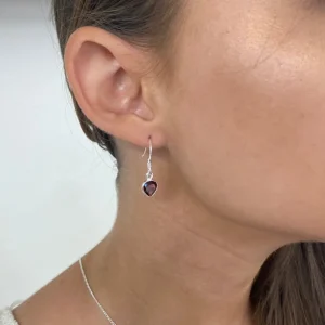 Solid Silver Garnet Mini Tear Drop Earrings