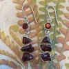 Solid Silver Garnet Rough Cut Handmade Earrings