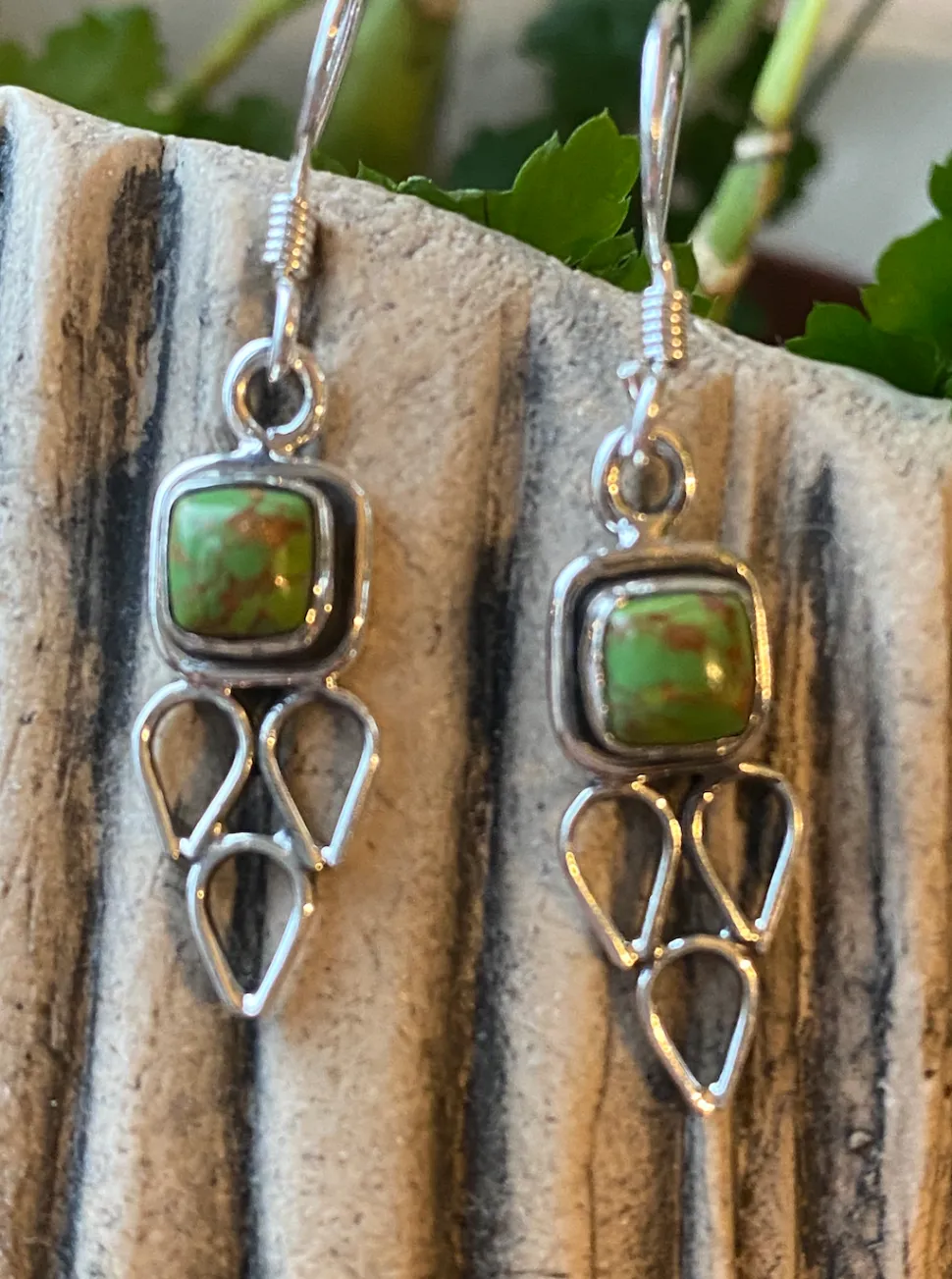 solid_silver_green_copper_1-1.webp Solid Silver Green Copper Turquoise Drop Earrings with Triple Triangle