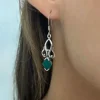 Solid Silver Green Onyx Raj Drop Earrings